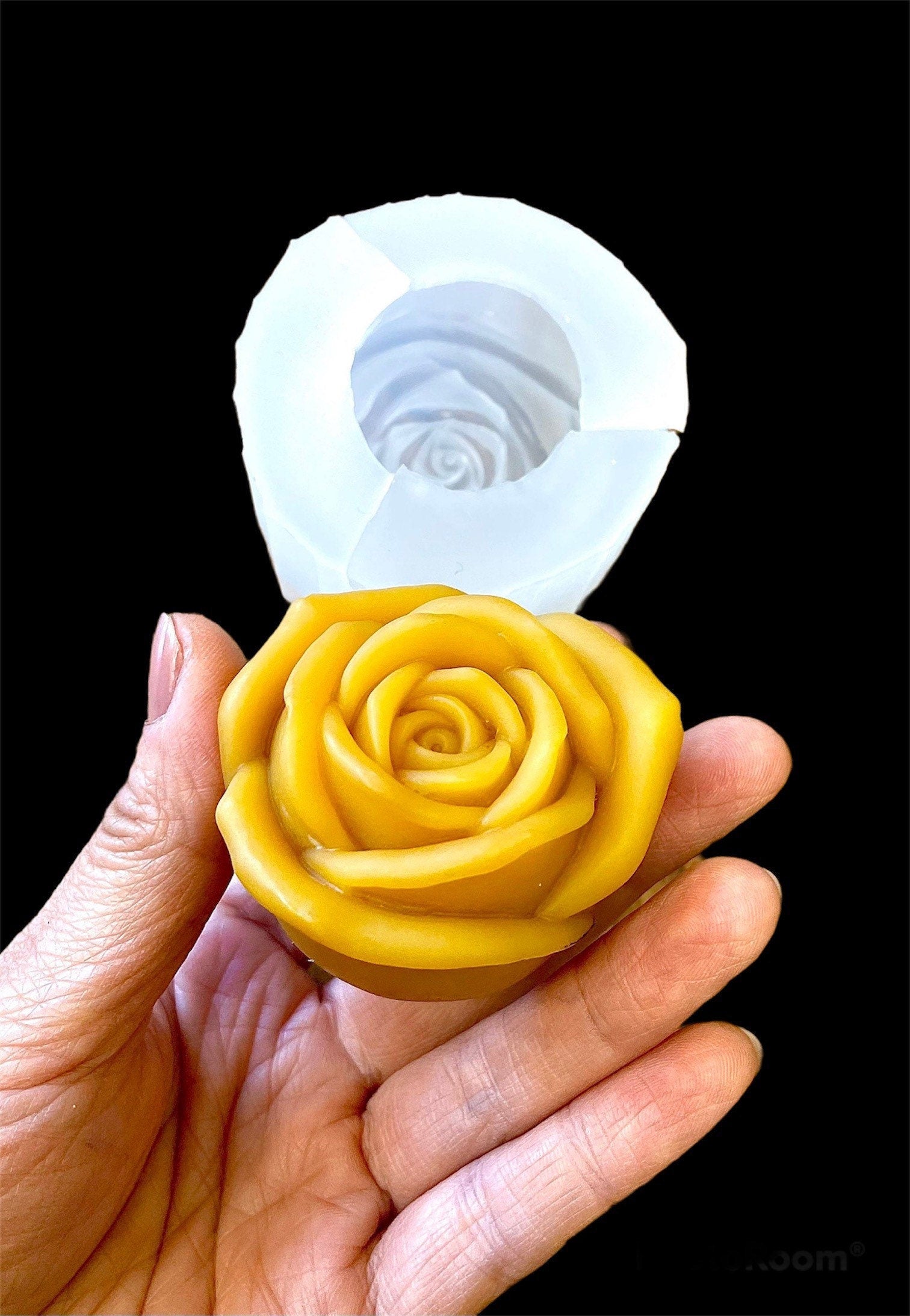3D Silicone ROSE mold - silicone flower mold - votive candle
